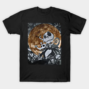 Halloween aesthetics moon Jack Skellington black orange T-Shirt